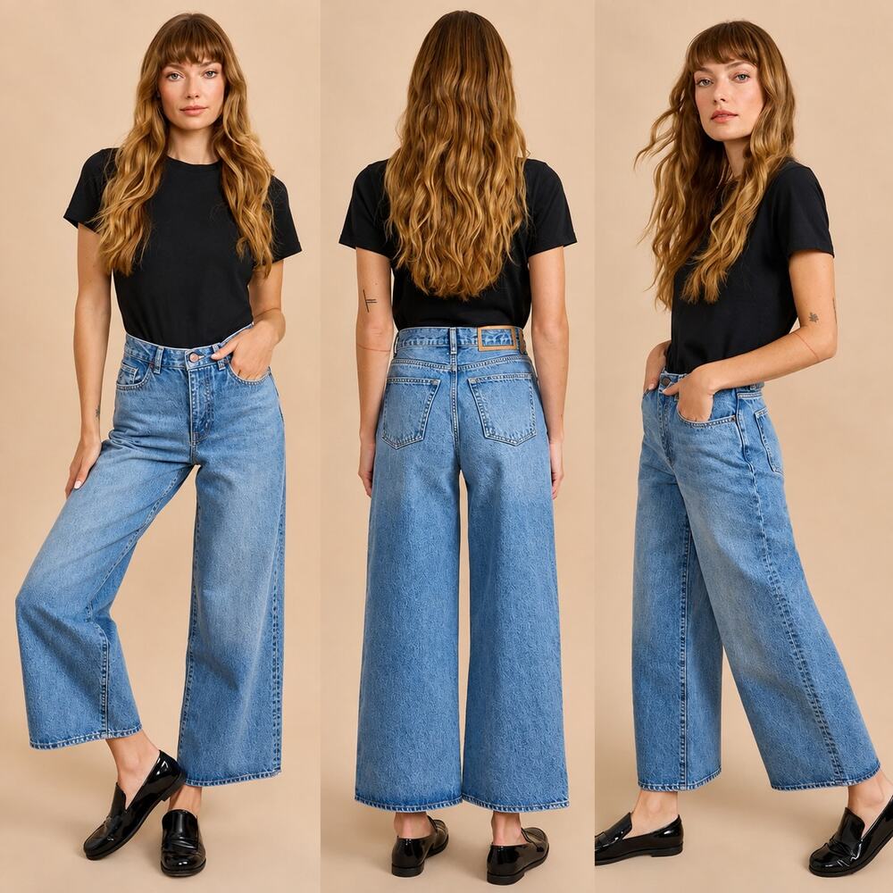 LA LIGNE Izzie High-Rise Cropped Wide-Leg Jeans Isadora sz 27